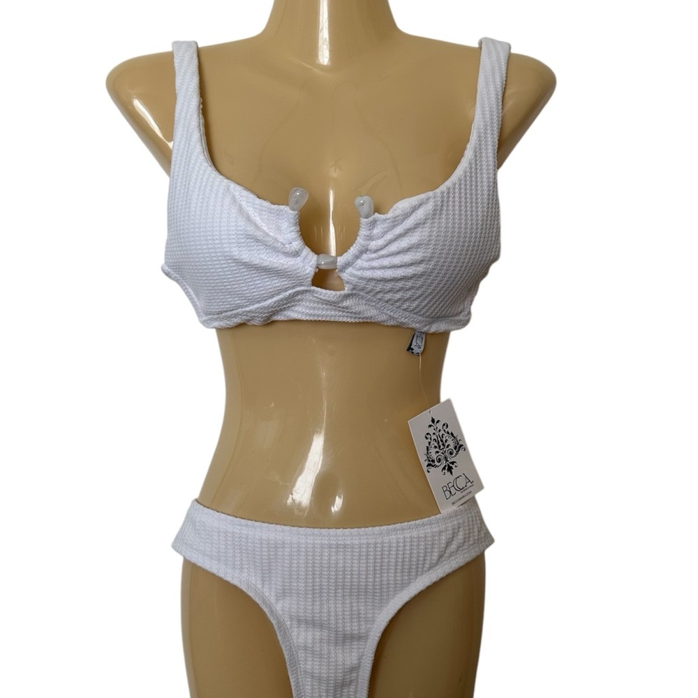 Becca White Line in the Sand Skylar U-Wire Tie Back Bikini Swimsuit